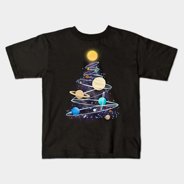 Planetary Holiday Kids T-Shirt by NashSketches